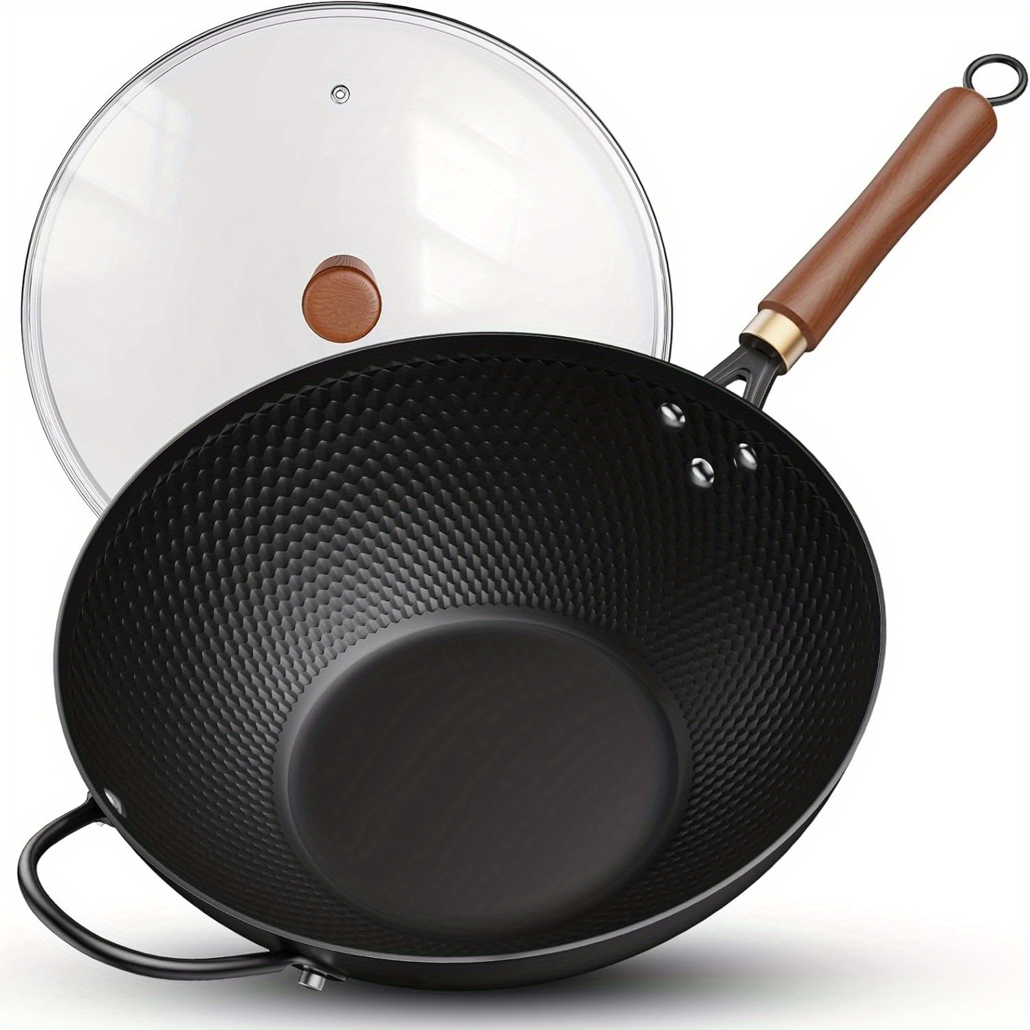 Wok Electric Flat - 1 Set Cast Iron Wok with