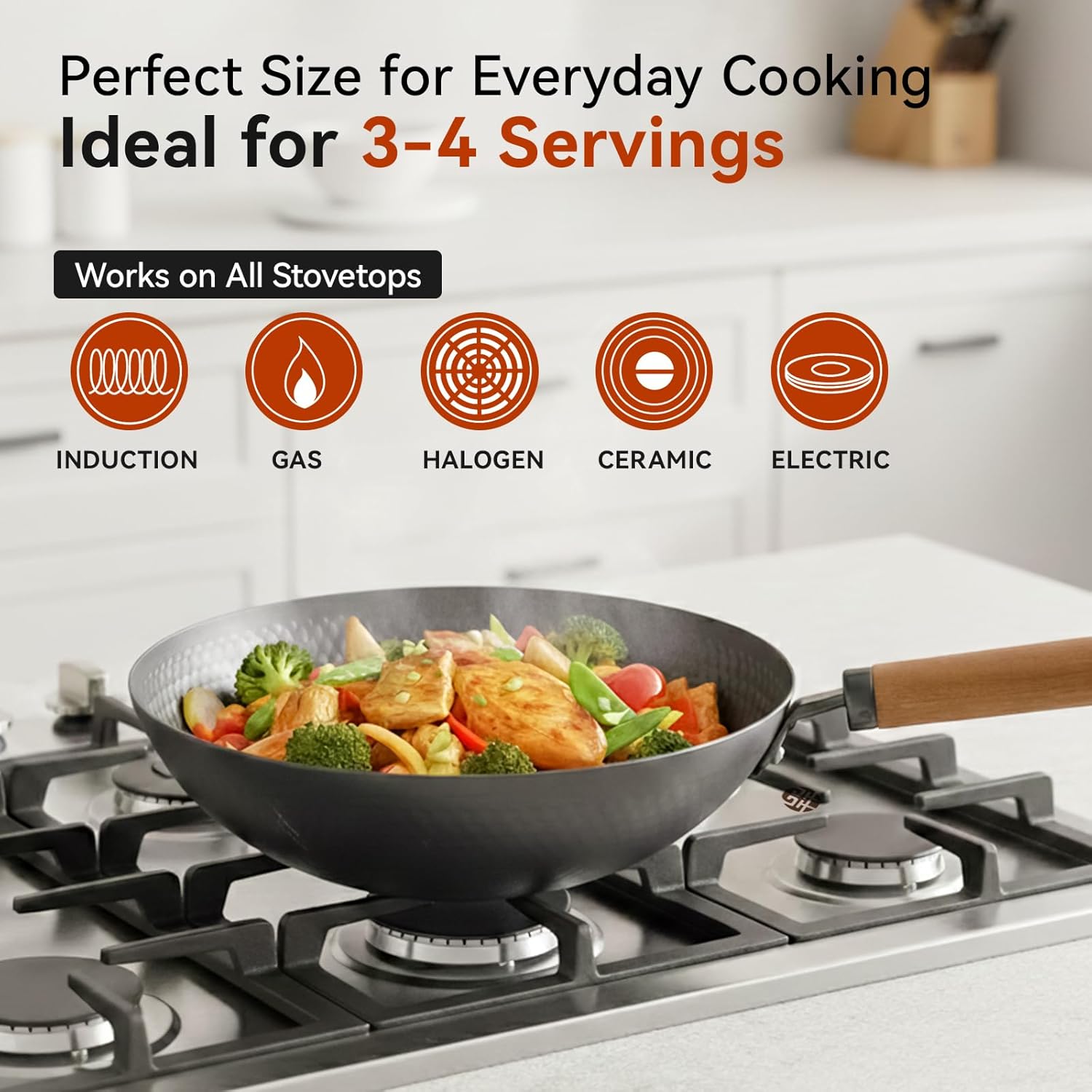 Carbon Steel Wok Pan with Lid, - Wok Electric Flat reseña y precio