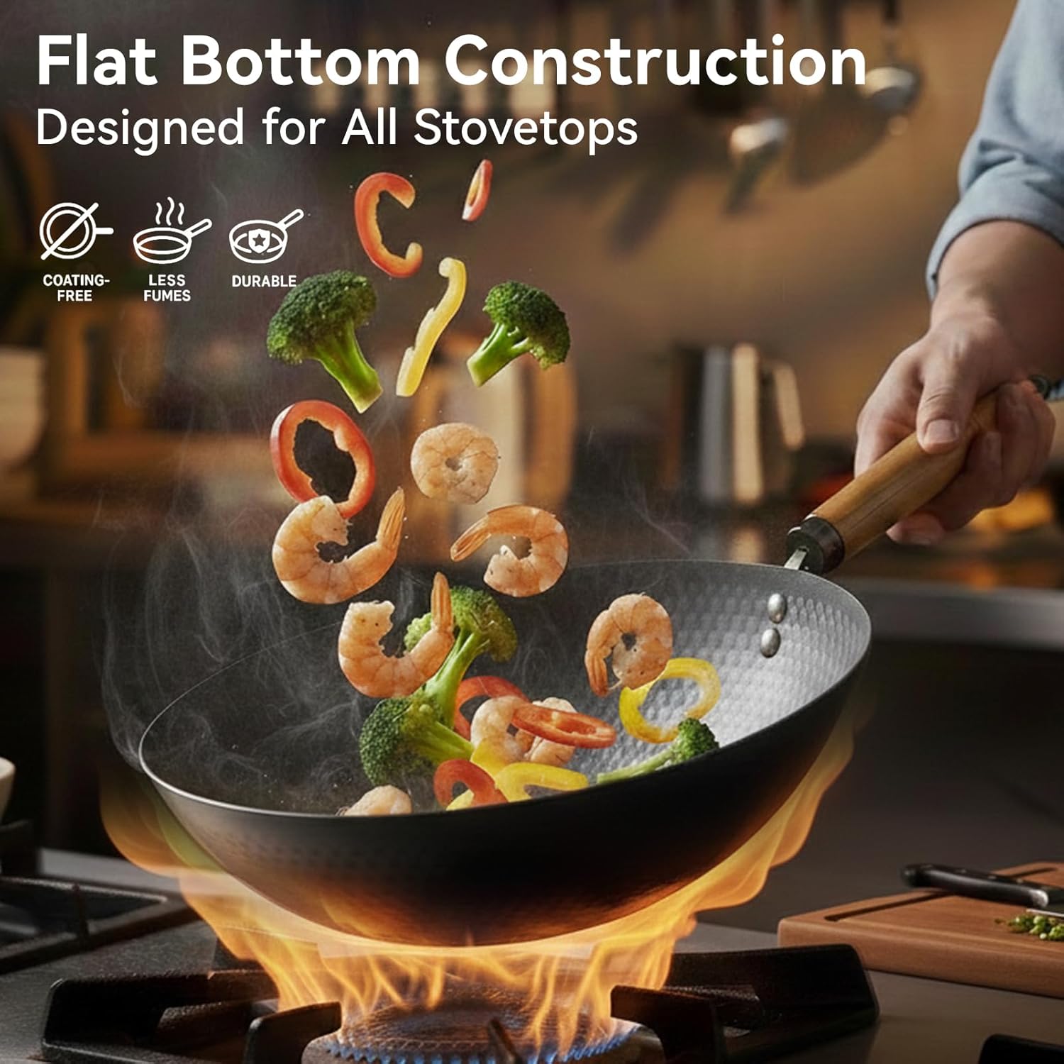 Carbon Steel Wok Pan with Lid, - Wok Electric Flat reseña y precio