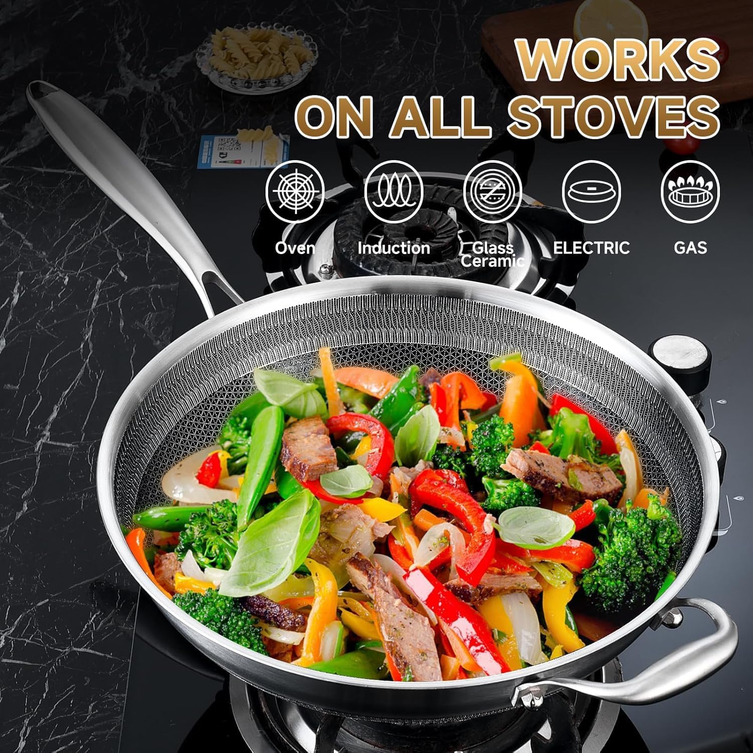 14.5 Inch Nonstick Stainless S - Wok Electric Flat reseña y precio