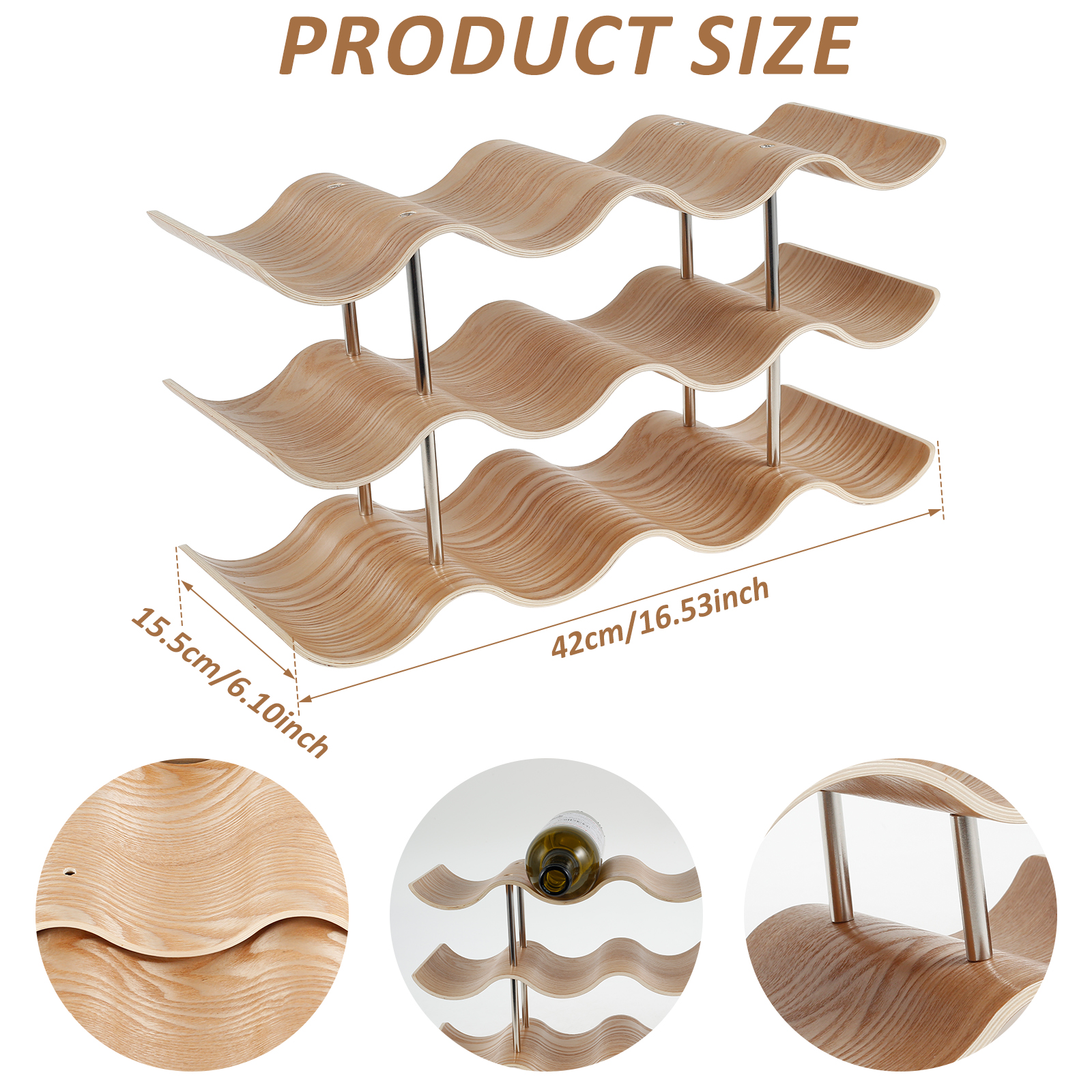 2/3-Tier Wooden Wine Rack Wavy - Kitchen Appliances Shelves reseña y precio