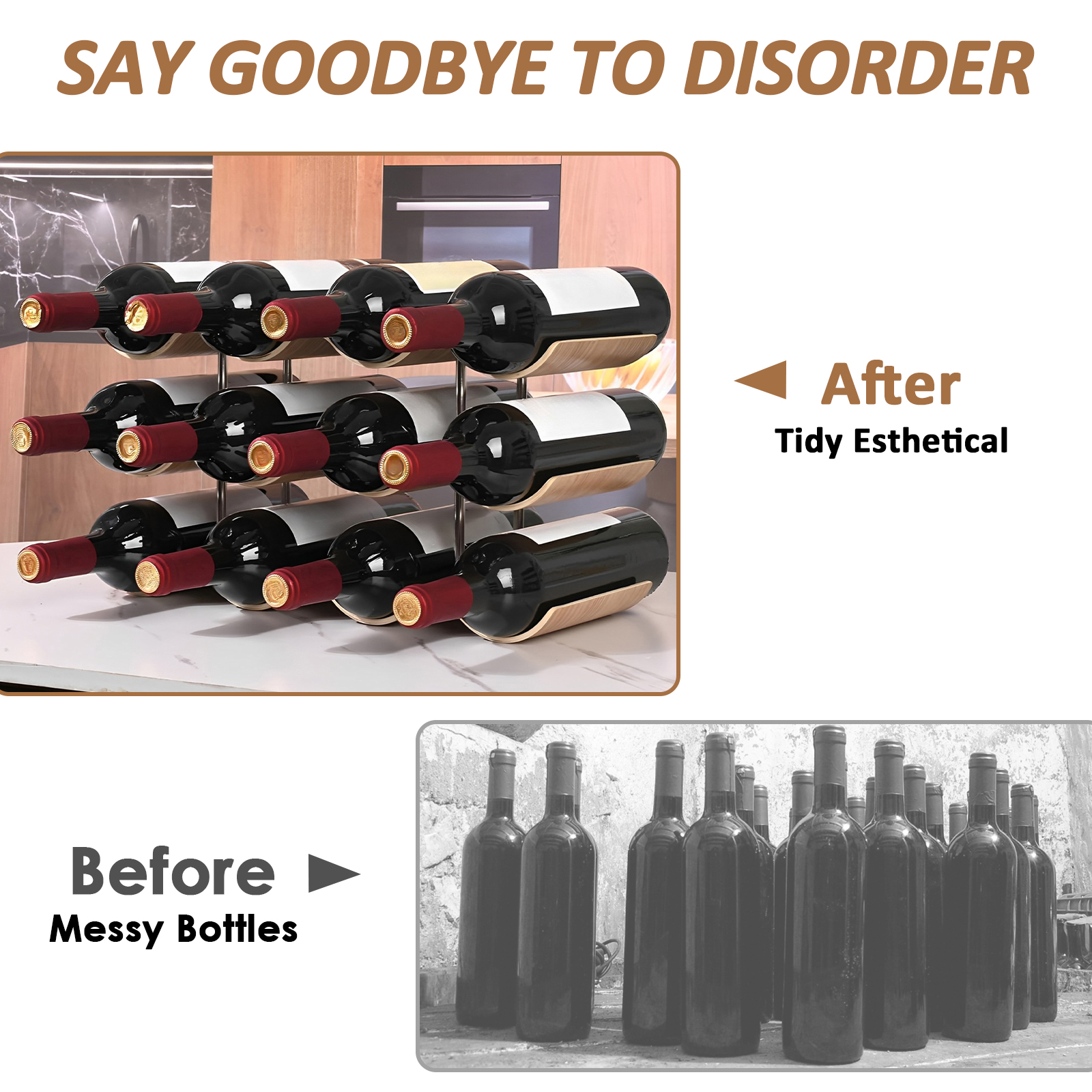 2/3-Tier Wooden Wine Rack Wavy - Kitchen Appliances Shelves reseña y precio