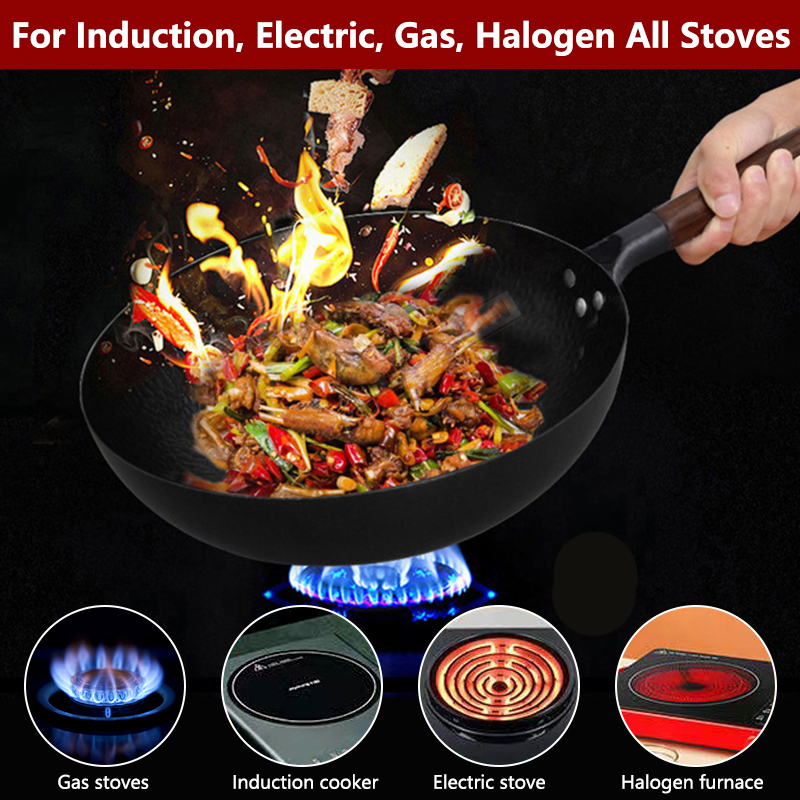 Carbon Steel Wok Pan 32cm Stir - Wok Electric Flat reseña y precio