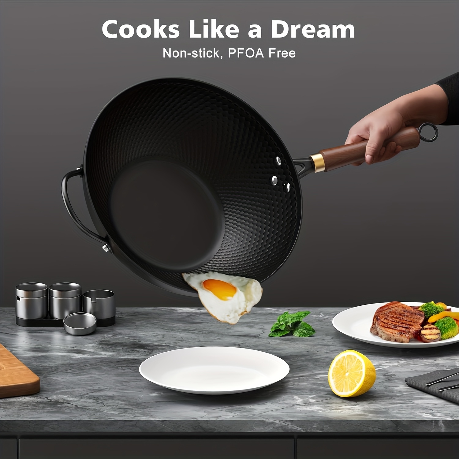 1 Set Cast Iron Wok with Lid-  - Wok Electric Flat reseña y precio
