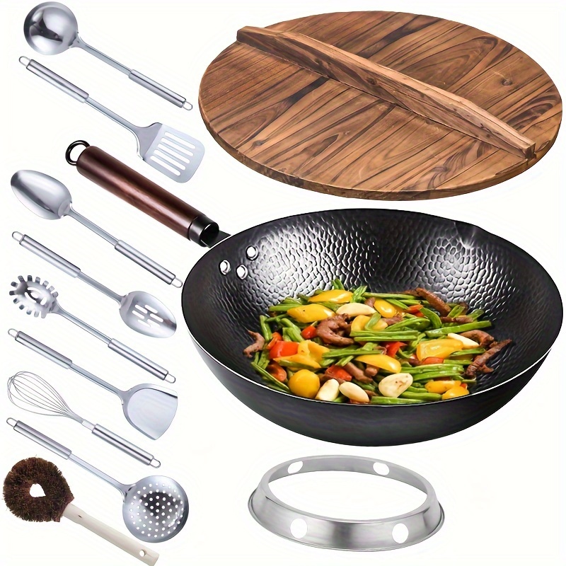 Cast Iron Wok with 11pcs Cookw - Wok Electric Flat reseña y precio