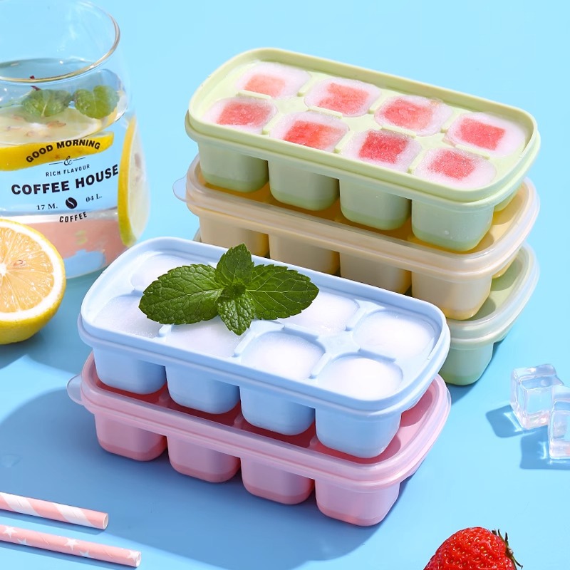 8-Grid Ice Cube Trays Silicone - Kitchen Appliances Shelves reseña y precio
