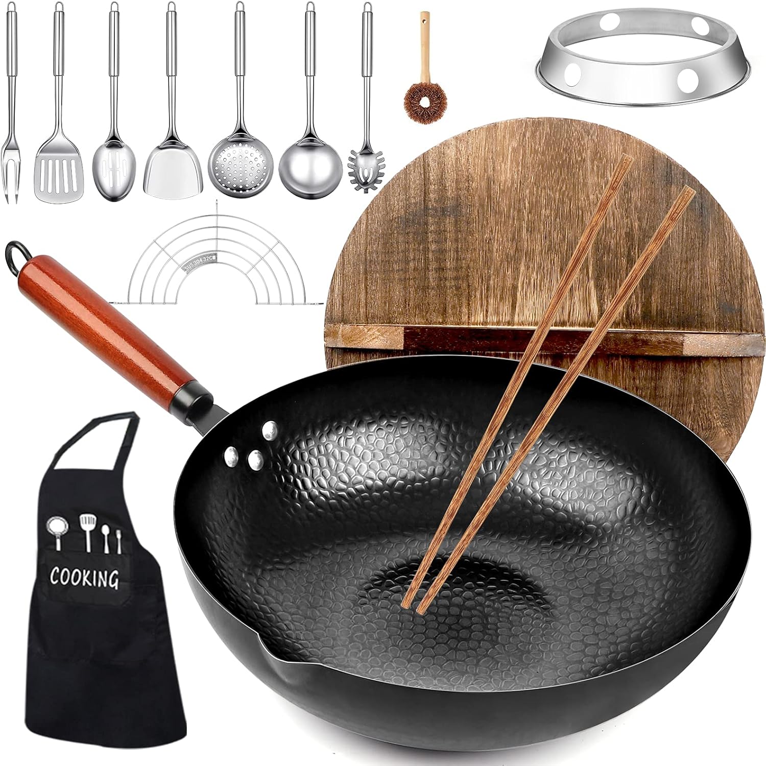 14 Piece Carbon Steel Wok Pan  - Wok Electric Flat reseña y precio