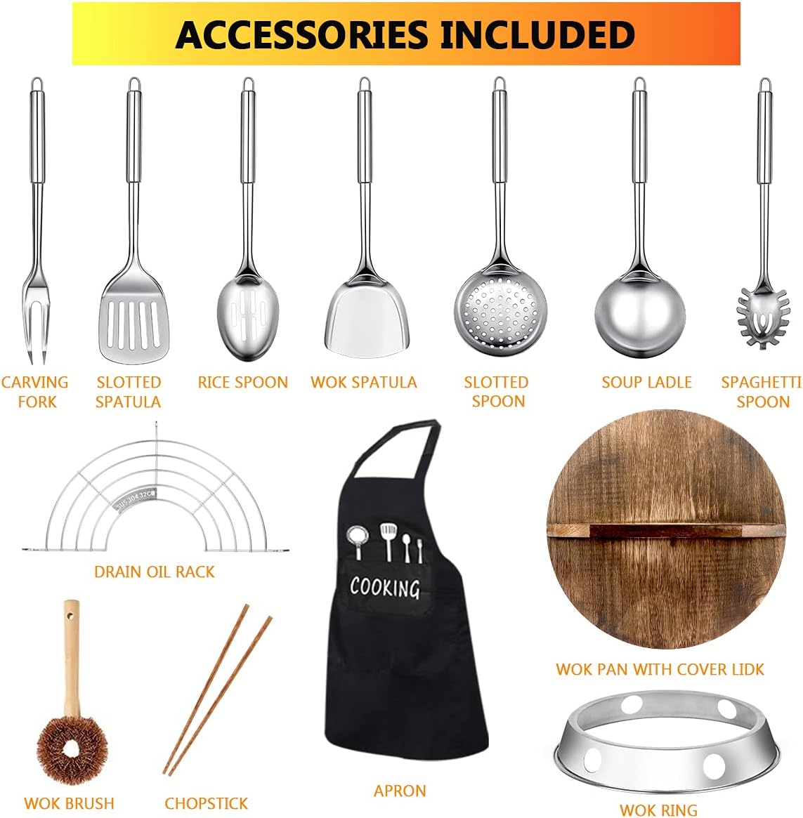 14 Piece Carbon Steel Wok Pan  - Wok Electric Flat reseña y precio
