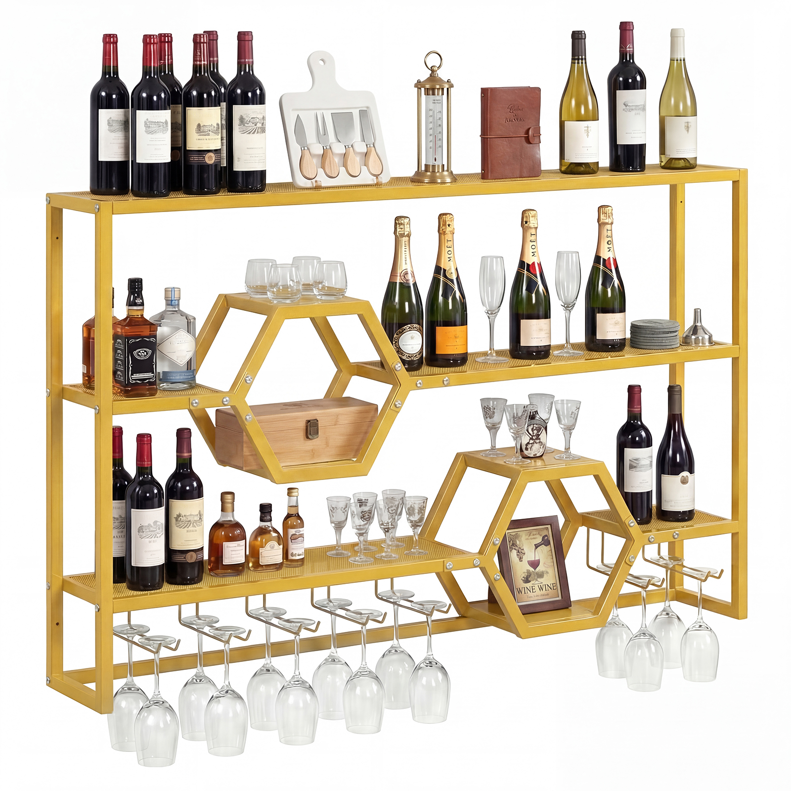 Wall Mounted Wine Rack 47” Lar - Kitchen Appliances Shelves reseña y precio